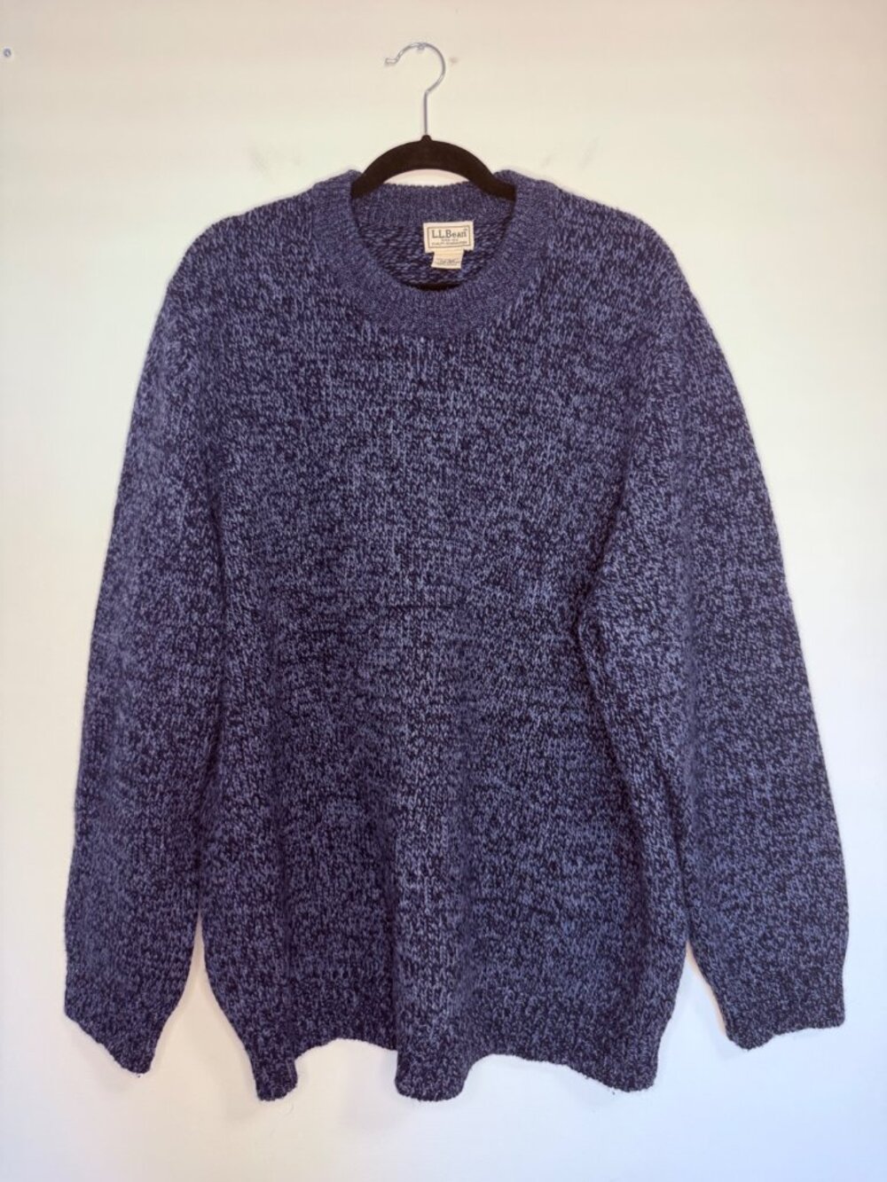 L.L.Bean Vintage Lambswool Crewneck Sweater Navy Heather XXL Mens
